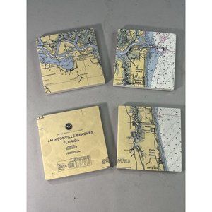 Jacksonville Beaches Florida Map Screencraft Tileworks Marble Drink Coasters